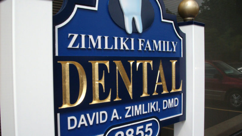 Carved Text Dentist Office Sign
