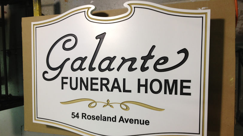 Carved Text Funeral Home Sign