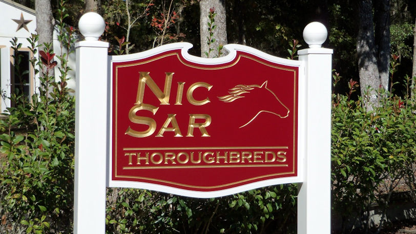 Nic Sar Carved Text Horse Farm Sign