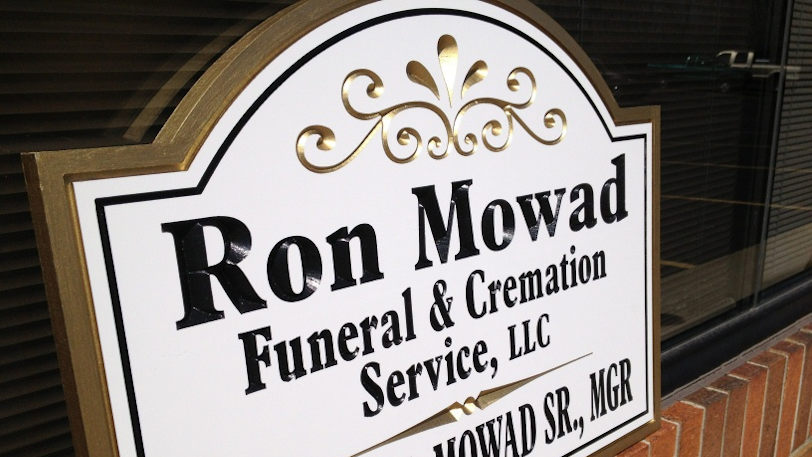 Carved Text Funeral Home Sign