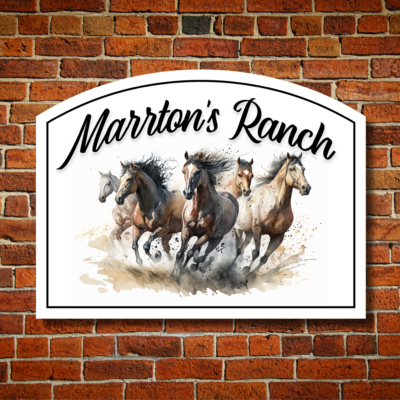 personalized horse farm sign with color graphic-personalized