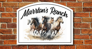 personalized horse farm sign with color graphic-personalized