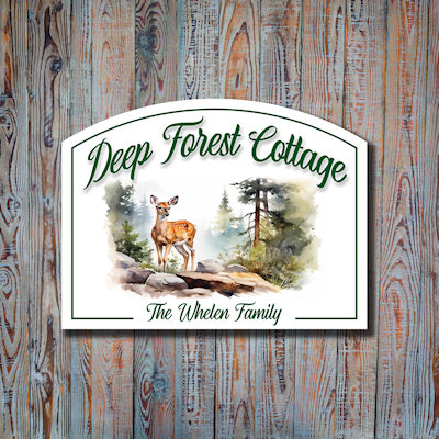custom cabin cottage sign with color graphic personalized